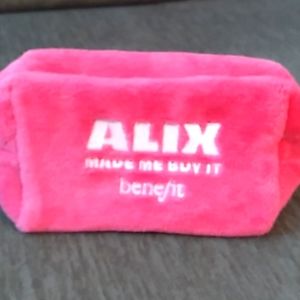 Alix Earle x Benefit hot pink furry cosmetic bag